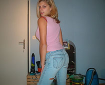 Torn jeans blondie